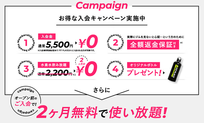 フィットプレイス24の入会キャンペーン