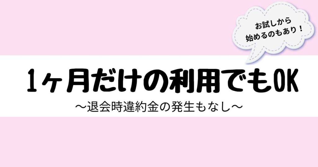 1ヶ月だけの利用でもOK
