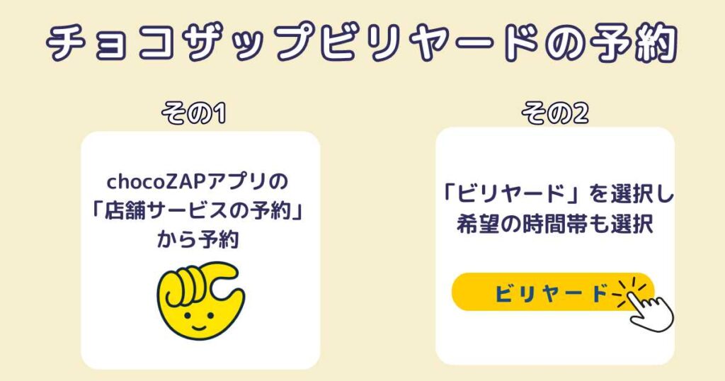 チョコザップビリヤードの予約方法